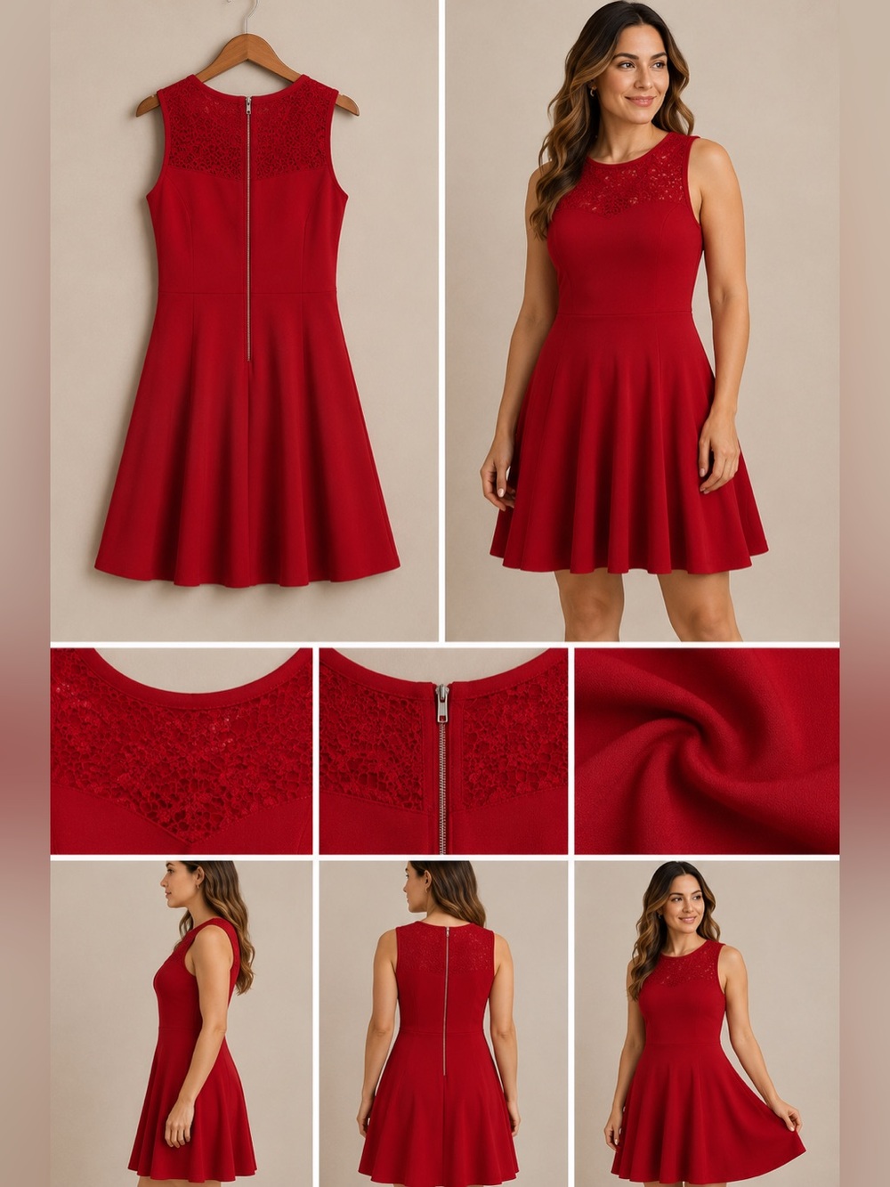 Speechless Dress Womens Size M Red Sleeveless Lace Cocktail Fit and Flare NWT